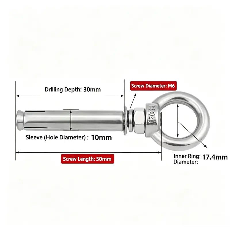 Heavy Duty Expansion Eye Bolts for Secure Concrete Wall Anchoring