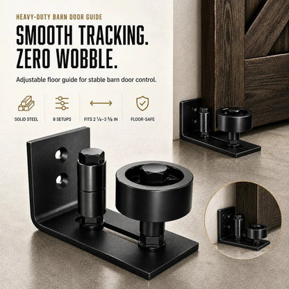 8-in-1 Adjustable Barn Door Floor Guide – Wall-Mount Stay Roller for Smooth, Stable Sliding