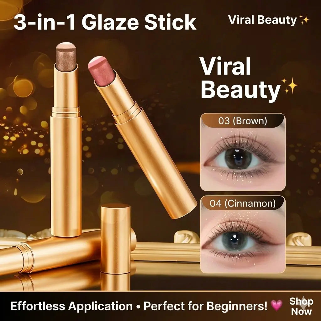 🔥Limit Time Offer!!! BUY 1 GET 1 FREE!!!🔥 3 Color Eyeshadow Stick，New Long Lasting & Waterproof Creamy Eye Shadow，Portable Glitter shadow，Smudge-Proof Long Lasting