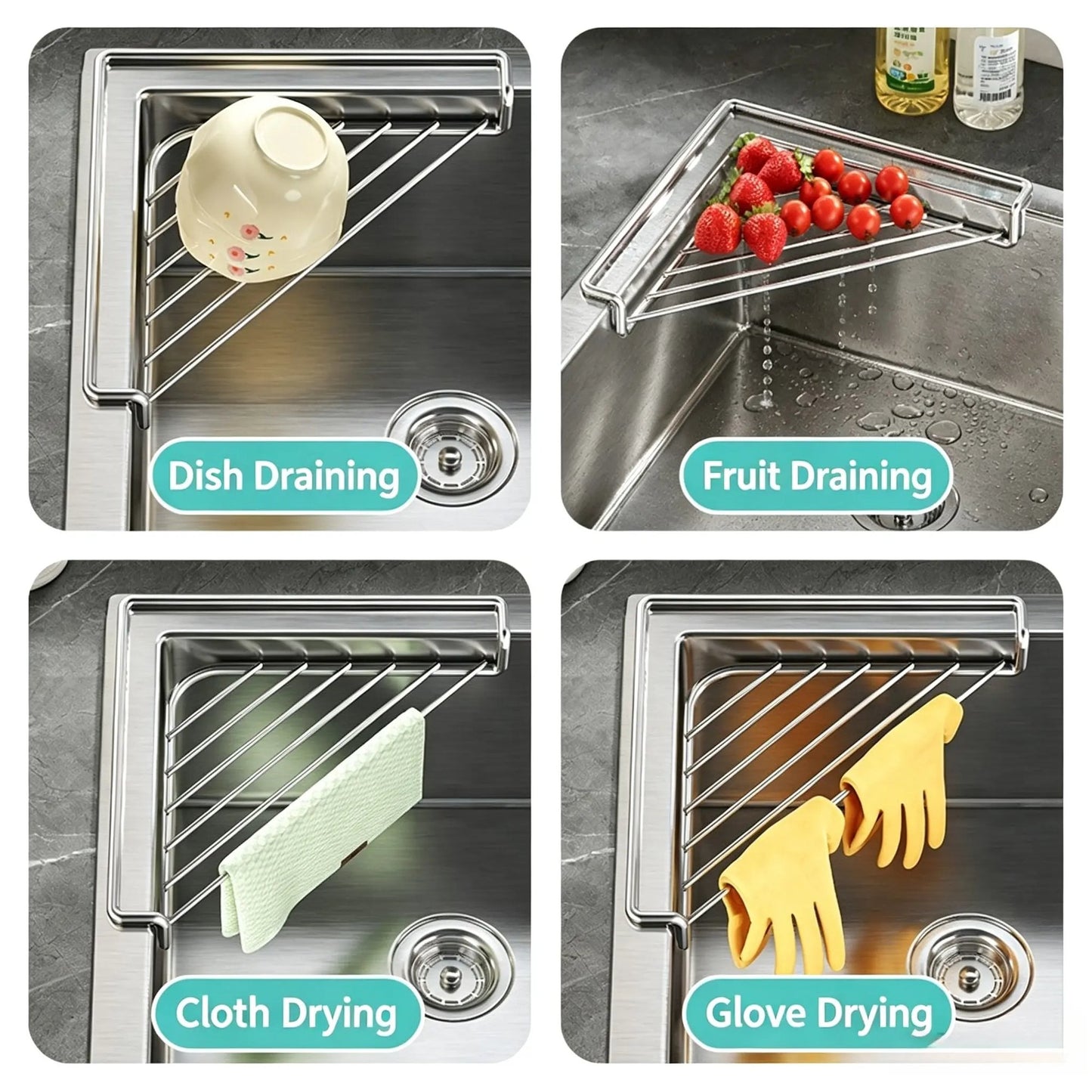 🔥LAST DAY SALE ONLY!! ✨BUY 1 GET 1 FREE!!!🔥Stainless Steel Corner Sink Shelf