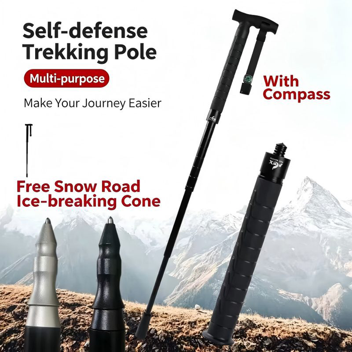 Telescopic Trekking Pole with Concealed Self-Defense Baton With Shock ...