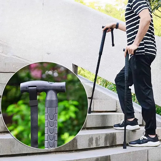 Telescopic Trekking Pole with Concealed Self-Defense Baton With Shock ...